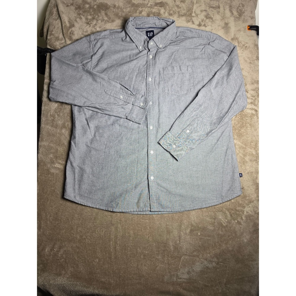 Gap Mens XXL Blue Oxford Button Down‎ Shirt Long Sleeve Stretch Cotton 1827180